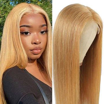 Ali Annabelle 27 Color Caramel Blonde Straight Human Hair Wigs Premade 4x4 Lace Closure Wig For Women